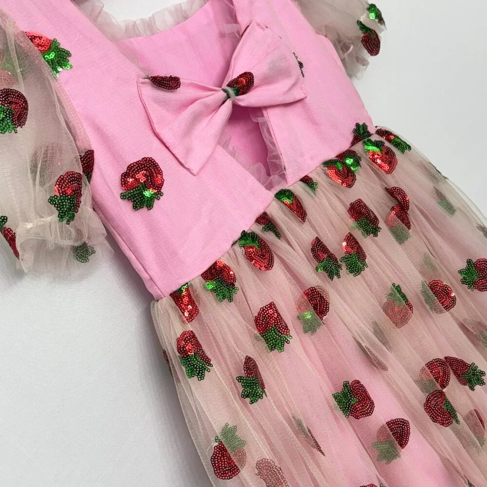 Lola + The Boys Strawberry Sequin Tulle Dress Size 8 - Picture 6 of 11
